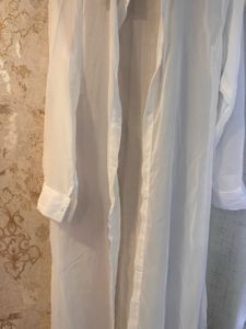 Brand New White Button-Up Shrug Shirt, Full Length