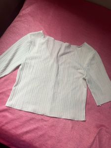 Ribbed Button-Up Top