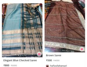 Elegant Blue Checked Saree