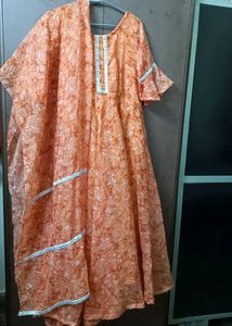 Chiffon Long Gown Dupatta Set