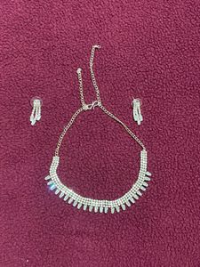 Rhinestone Necklace & Earring Set
