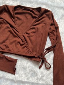 Brown Lace Crop Top