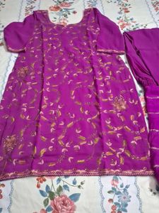Purple Embroidered Kurta Set