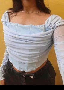 Blue Mesh Corset Top