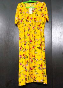 Yellow Floral Aline Dress