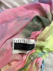 Y2k Mesh Sheer Tie-dye Crop Top