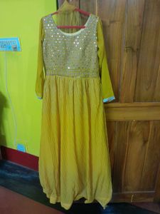 Elegant Yellow Anarkali Dress