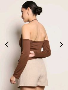 Chic Brown Off-Shoulder Top