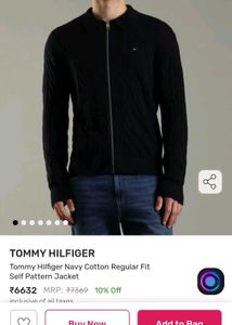 Tommy Hilfiger Navy Cable Knit Zip-Up Sweater