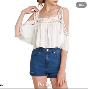 New With Tag Korean Laces White Off-shoulder top