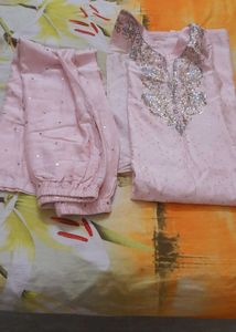 Pink Embellished Kurta Set