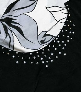 Women Black Sexy Deep V-neck Crystal Stone Top