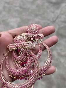 Pink Beaded Statement Earrings