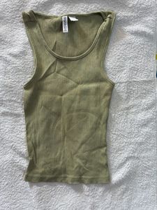 Olive Ribbed Tank Top - Divided