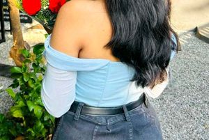 Blue Mesh Corset Top