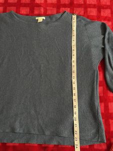 Blue Dolman Sleeve Ribbed Knit Top