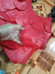 Red Leather Circle Hobo Bag