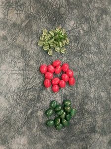 Vintage Glass Beads - Red, Green, Olive