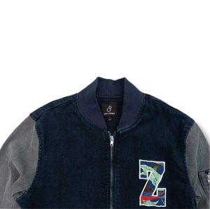Two-Tone Denim Bomber Jacket