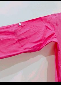Global Desi Pink Short Kurti With Sober Work
