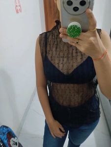 Halter Neck Mesh Top