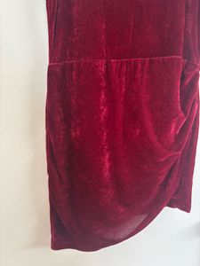 RED VELVET SLIT DRESS