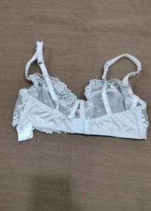 White Lace &amp; Pink Ribbon Bra