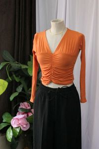 Orange V-Neck Top
