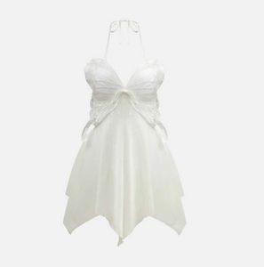 White Backless Butterfly Cami Dress