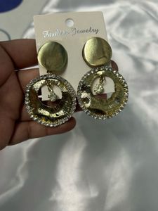 Golden Circle Rhinestone Earrings