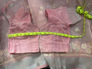 Fresh Baby Pink Colour Floral Organza Sa