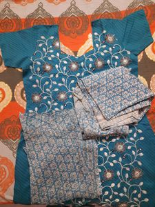 cotton mixed 3piece all over embroidery work