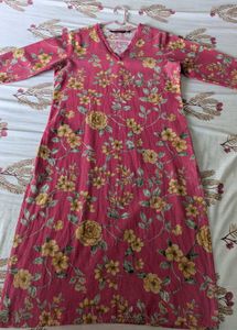 Floral Print Pink Kurta