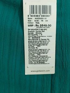Teal Green Co-Ord Set With High Waist Trousers