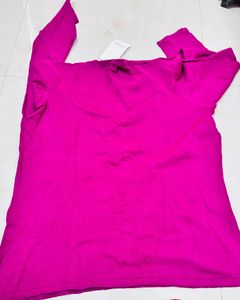 Magenta V-Neck Long Sleeve Top