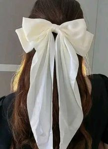 White Bow Hair Clip