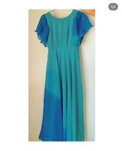 Blue Ombre Chiffon Maxi Dress