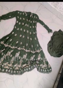 Green Embellished Kurta Set