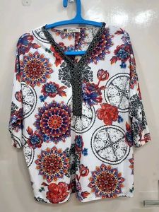Vibrant Floral Bohemian Tunic Top
