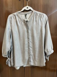 Chambray Button-Down Top