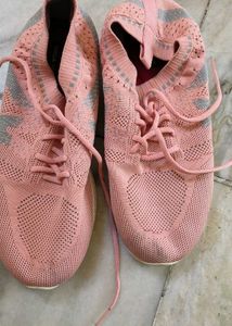 Pink Knit Slip-On Sneakers