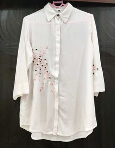 Embroidered White Button-Down
