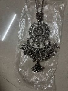 Antique Jhumka &amp; Long Chain Set