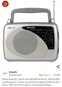 Philips Radio RL118/94 with MW/SW/FM Bands, 200mW