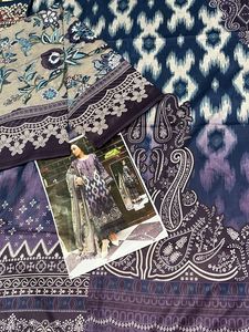 Pakistani Printed Ikat Paisley Unstitched Fabric