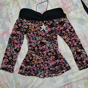 Y2k Floral Mesh Long Sleeve Top