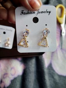 Set Of 3 Sparkling Drop Earrings