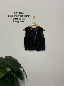 Y2K Lace Detailing Top