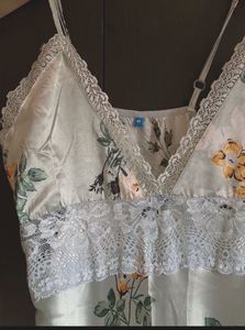 🌼 Floral satin lace Slip Dress