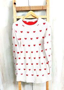 Heart Print Long Sweater size-36